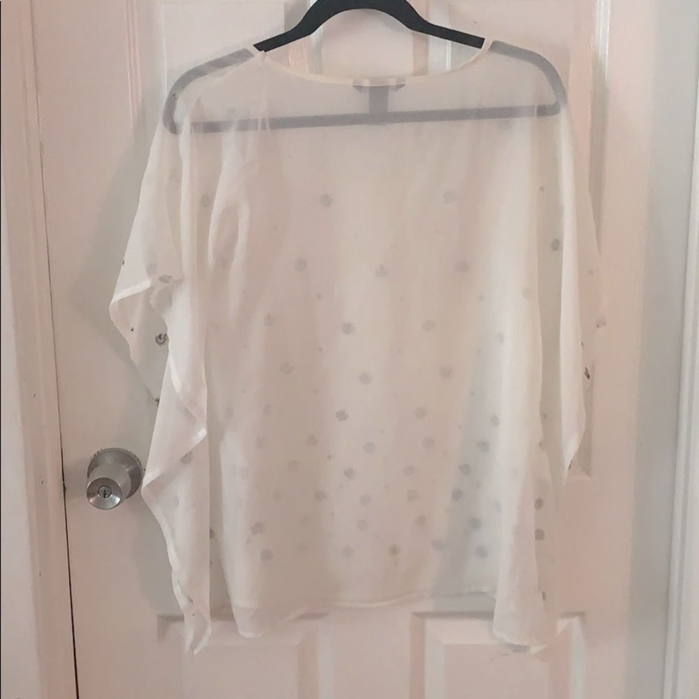 H&M White Sheer Flowy Top With Sequin Pattern - image 2